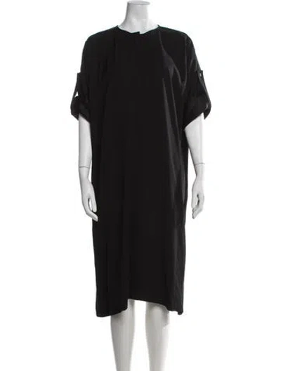 Pre-owned Loewe Crew Neck Midi Length Dress In Black