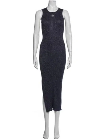 Pre-owned Loewe Crew Neck Midi Length Dress In Blue/metallic