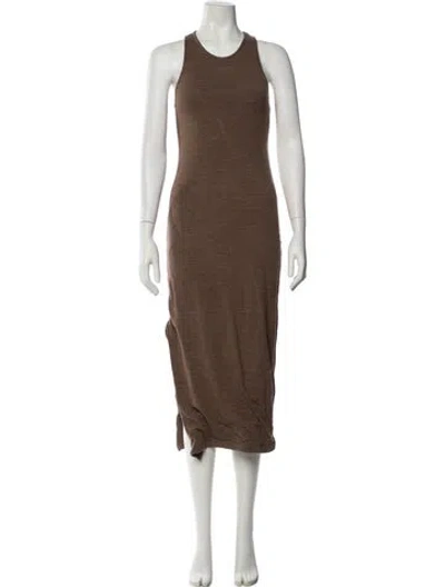 Pre-owned Loewe Crew Neck Midi Length Dress In Brown