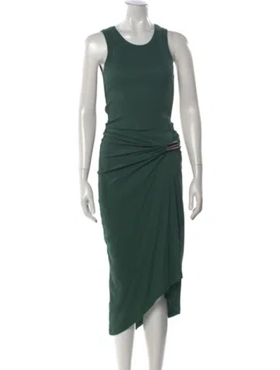 Pre-owned Loewe Crew Neck Midi Length Dress In Green