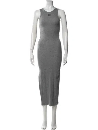 Pre-owned Loewe Crew Neck Midi Length Dress In Grey