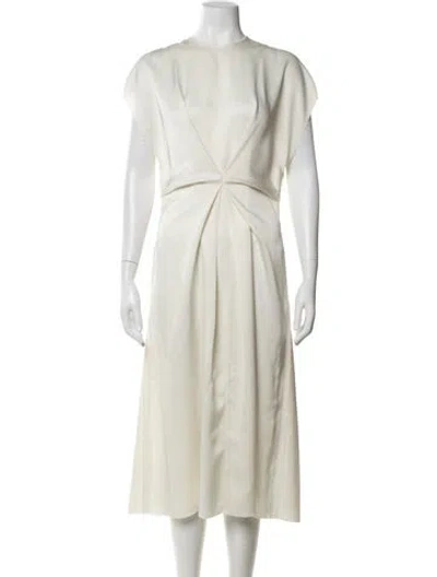 Pre-owned Loewe Crew Neck Midi Length Dress In Neutrals