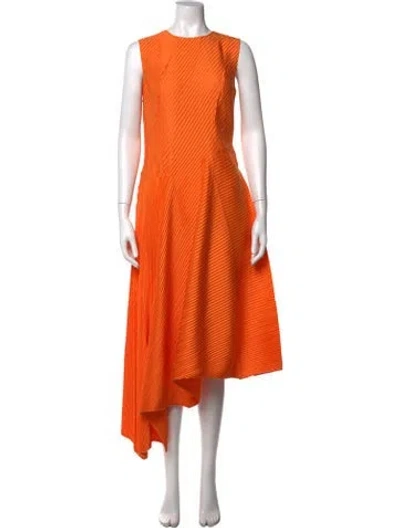 Pre-owned Loewe Crew Neck Midi Length Dress W/ Tags In Orange