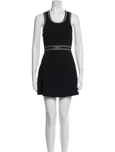 Pre-owned Loewe Crew Neck Mini Dress In Black