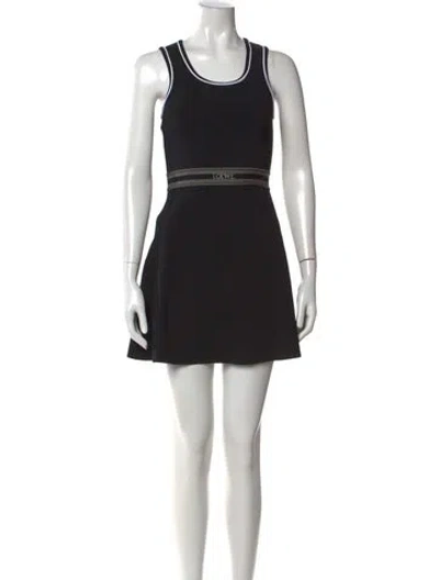 Pre-owned Loewe Crew Neck Mini Dress In Black