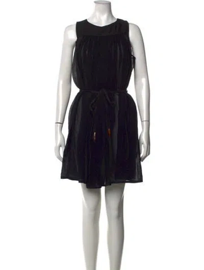 Pre-owned Loewe Crew Neck Mini Dress In Black