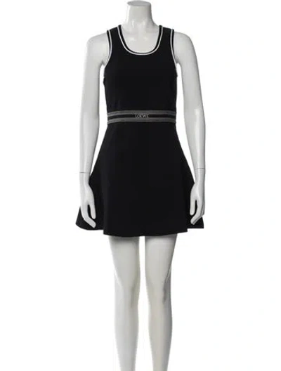 Pre-owned Loewe Crew Neck Mini Dress In Black