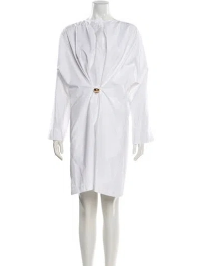 Pre-owned Loewe Crew Neck Mini Dress In White