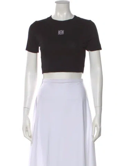 Pre-owned Loewe Crew Neck Short Sleeve Crop Top In Black