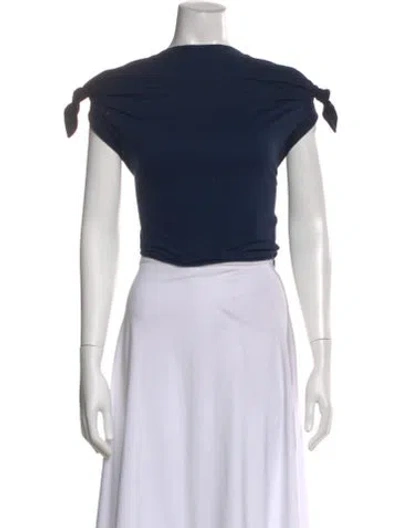 Pre-owned Loewe Crew Neck Short Sleeve Crop Top In Blue