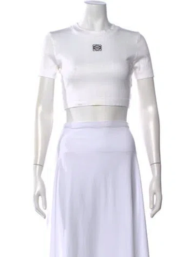 Pre-owned Loewe Crew Neck Short Sleeve Crop Top In White