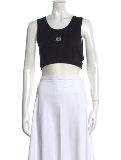 Pre-owned Loewe Crew Neck Sleeveless Crop Top In Black