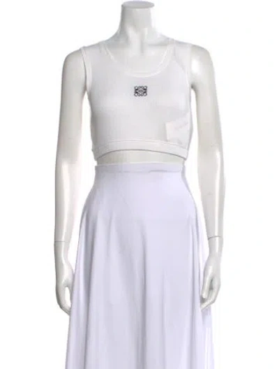 Pre-owned Loewe Crew Neck Sleeveless Crop Top In White
