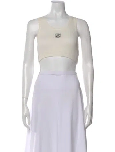 Pre-owned Loewe Crew Neck Sleeveless Crop Top In White