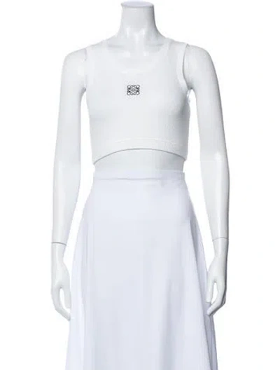 Pre-owned Loewe Crew Neck Sleeveless Crop Top In White