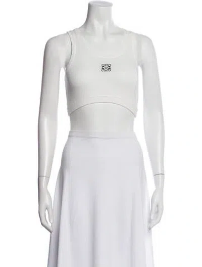 Pre-owned Loewe Crew Neck Sleeveless Sports Bra In White