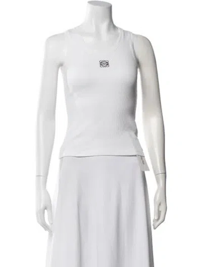 Pre-owned Loewe Crew Neck Sleeveless Top In White
