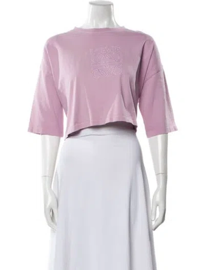 Pre-owned Loewe Crew Neck Three-quarter Sleeve Crop Top In Pink