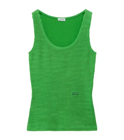 Loewe Stretch Nylon Ribbed Tank Top In Green