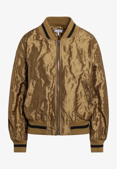 Loewe Caramel Technical Taffeta Bomber Jacket In Multi