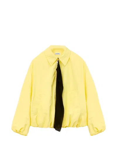 Loewe Crinkled-finish Scarf-detail Jacket In Yellow