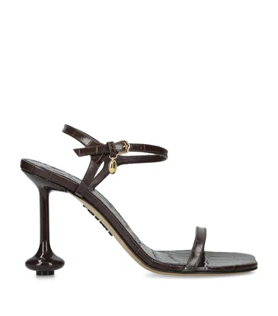Loewe Croc-embossed Leather Toy Heeled Sandals 90 In Brown
