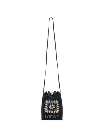 Loewe Crochet-knit Cross Body Bag In Blue