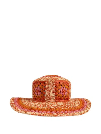 Loewe Crochet-knit Raffia Hat In Orange