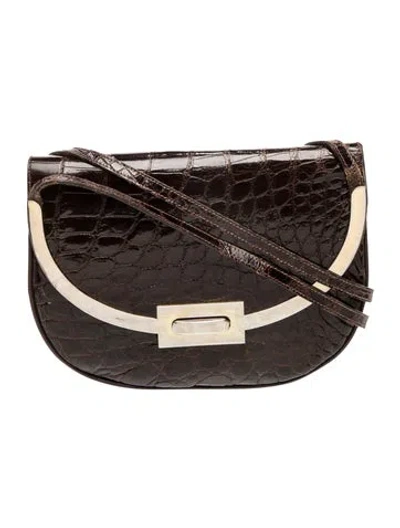 Pre-owned Loewe Crocodile Shoulder Bag Vintage In Brown