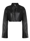 Loewe Cropped Leather Shirt In Black
