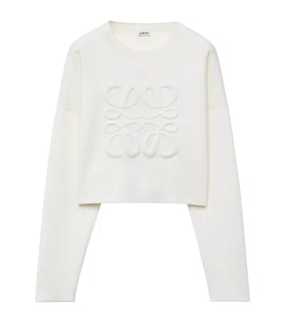Loewe Cropped Anagram Sweater In White