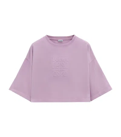 Loewe Cropped Anagram T-shirt In Purple