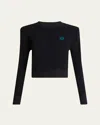 Loewe Cropped Anagram Wool Sweater In Black