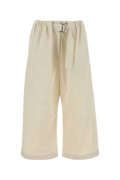 Loewe Cropped Belted Trousers In White