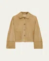 Loewe Cropped Boxy Suede Jacket In Brown