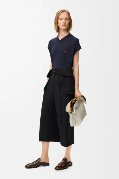 Loewe Cropped Cargo Trousers In Wool Size:38 For Woman In Black