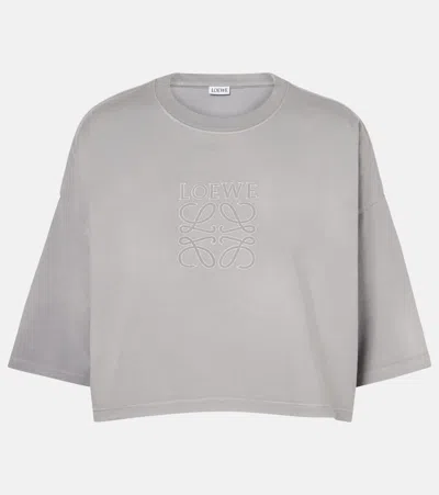 Loewe Cropped-top Aus Baumwoll-jersey In Grau
