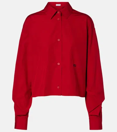 Loewe Cropped Cotton Shirt In Red