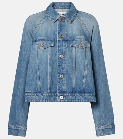 Loewe Cropped Denim Jacket In Blue