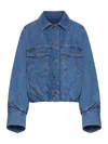 Loewe Cropped Denim Jacket With Wide Sleeves In Blue