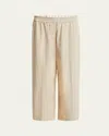 Loewe Cropped Double Waistband Trousers In Beige
