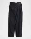 Loewe Draped Wool Pants In Dark Navy Blue