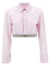 Loewe Cropped Cotton Poplin Shirt In Pink