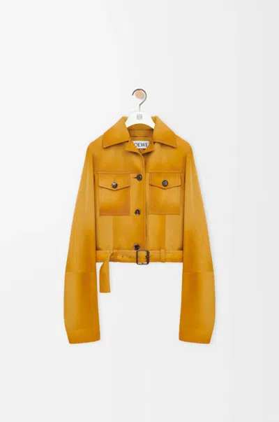 Loewe Suede Cropped Jacket In Yellow