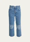 Loewe Anagram Medium-weight Denim Cropped Jeans Clothing In Mid Blue D