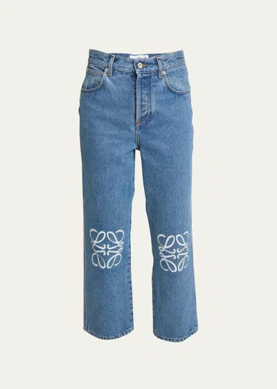 LOEWE CROPPED JEANS WITH ANAGRAM KNEE DETAIL