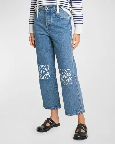 LOEWE CROPPED JEANS WITH ANAGRAM KNEE DETAIL