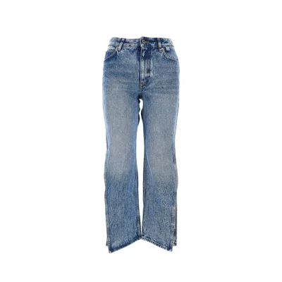 Loewe Cropped Jeans With Side Slits In Blue