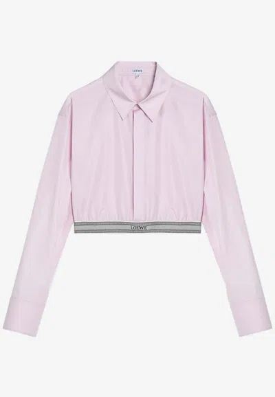 Loewe Cropped Long-sleeved Shirt In Pink