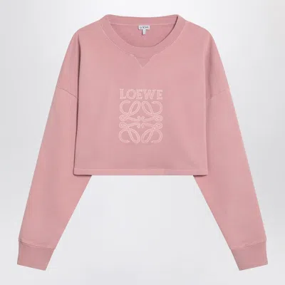 Loewe Cropped Pink Sweatshirt In Cotton Women